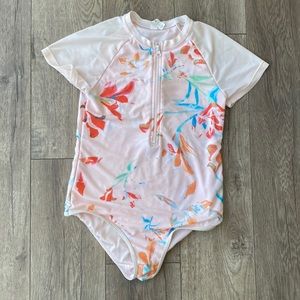 SZ L (10) ONE PIECE HALF ZIP S/S BATHING SUIT VERY GOOD COND